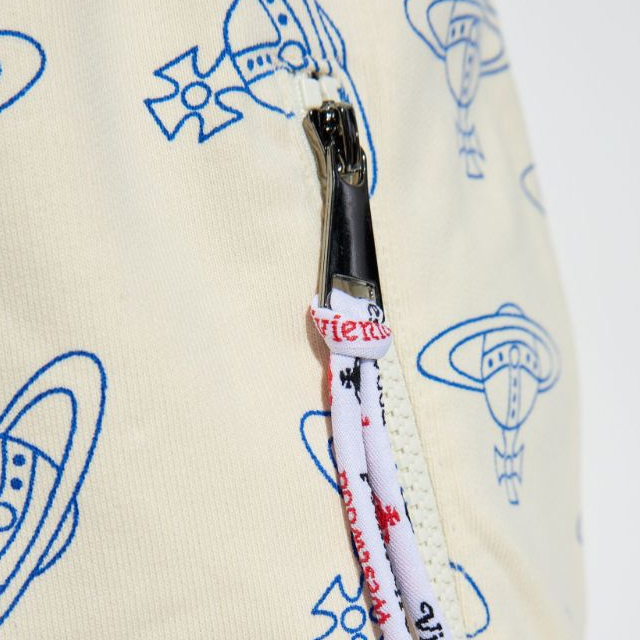 Details for (W) ヴィヴィアン・ウエストウッド SS24 ベージュ ロゴプリント ハイウエスト ドローストリングパンツ 3J01000KJ0079