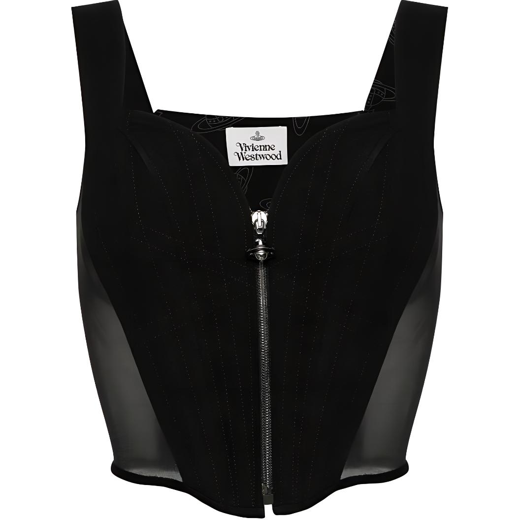 (Women) Vivienne Westwood SS24  Black Casual Zip-Up Vest 1503003SW00QY