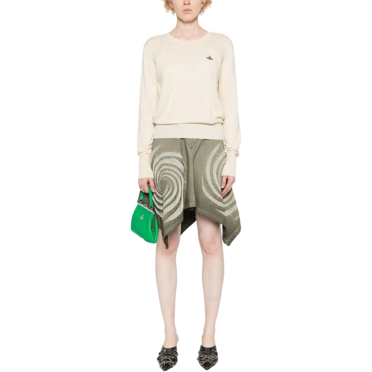 Lookbook (W) 비비안 웨스트우드 SS24 자수 로고 크루넥 스웨터 - 오프화이트 1803002SY001VA408