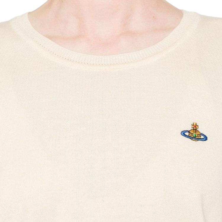 Details for (W) 비비안 웨스트우드 SS24 자수 로고 크루넥 스웨터 - 오프화이트 1803002SY001VA408