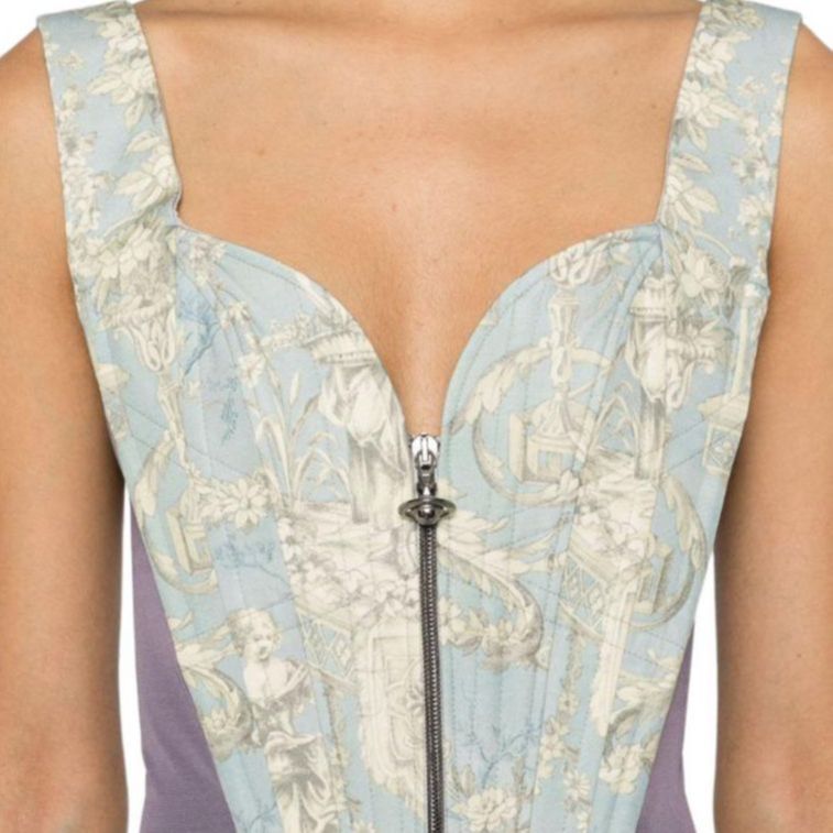 Details for (W) Vivienne Westwood SS24 女裝淺藍圖案拉鍊修身背心 1503003SW00NAK302