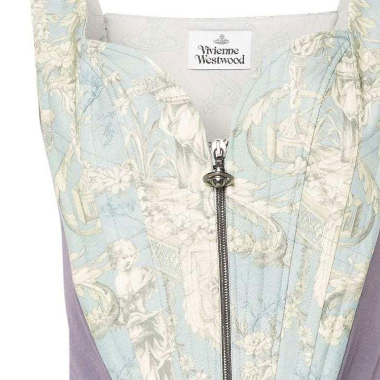 Cheap (W) Vivienne Westwood SS24 女裝淺藍圖案拉鍊修身背心 1503003SW00NAK302