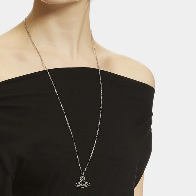 (Women) Vivienne Westwood Thin Lines Flat Orb Brass Necklace for Women 63020259W003W003 圖 4