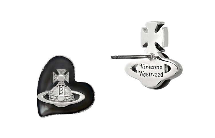 Lookbook (W) 薇薇安·魏斯伍德 Thomasina 愛心土星不對稱耳環 黑/銀 女款 6201034302P244P244