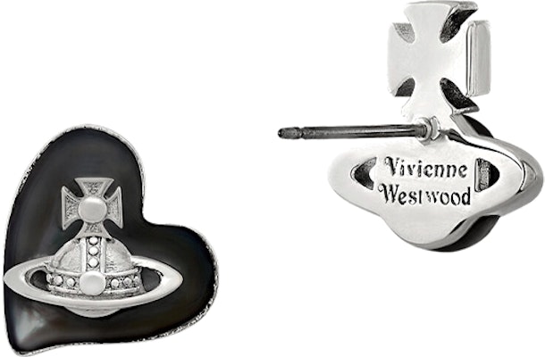(W) 薇薇安·魏斯伍德 Thomasina 愛心土星不對稱耳環 黑/銀 女款 6201034302P244P244 Lookbook (W) 薇薇安·魏斯伍德 Thomasina 愛心土星不對稱耳環 黑/銀 女款 6201034302P244P244