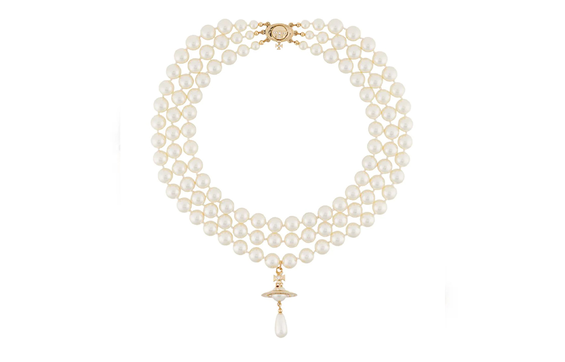 (Women) Vivienne Westwood Three Row Pearl Saturn Pendant Necklace Gold for Women. 63030009-R118-CN 圖 3