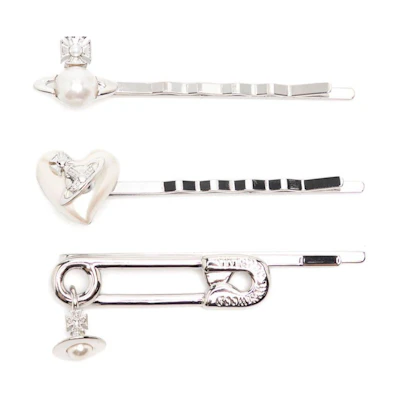(Women) Vivienne Westwood Tilde Bobby Hair Clip Set Silver Pearl Accessories. 6703000A02P103IMAW23P103