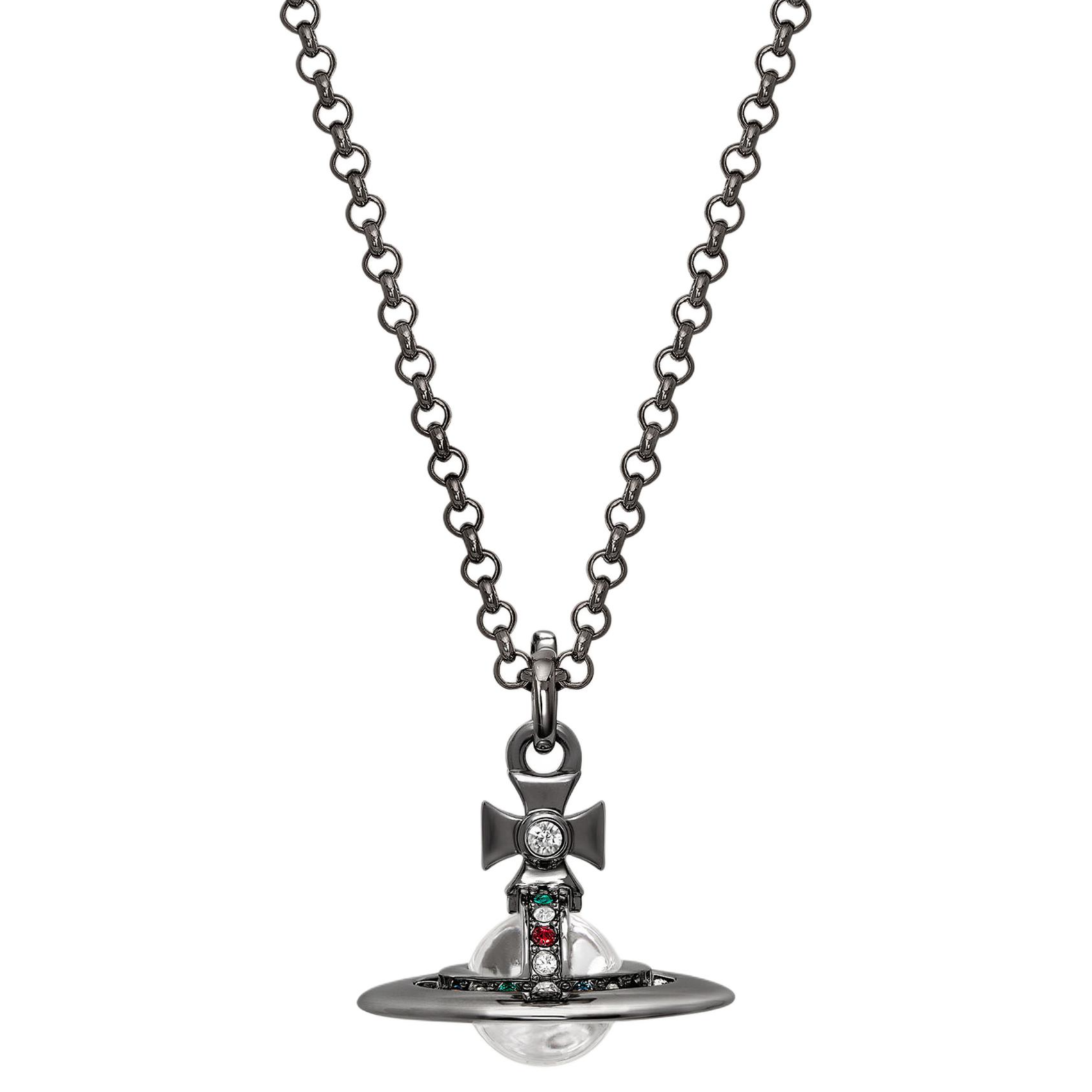 (Women) Vivienne Westwood TINY ORB 3D Saturn Pendant Brass Necklace Women Black 63020097S001