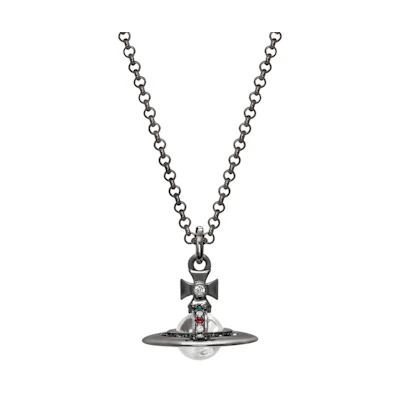 (Women) Vivienne Westwood TINY ORB 3D Saturn Pendant Brass Necklace Women Black 63020097S001