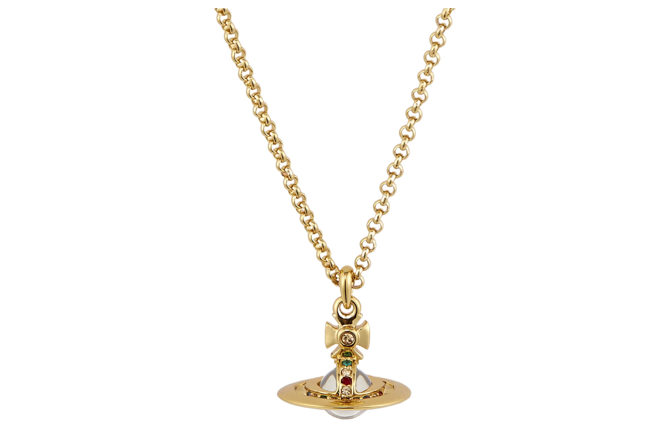(Women) Vivienne Westwood Tiny Orb Medium 3D Saturn Pendant Gold Metal Necklace Women 63020097R001 圖 2