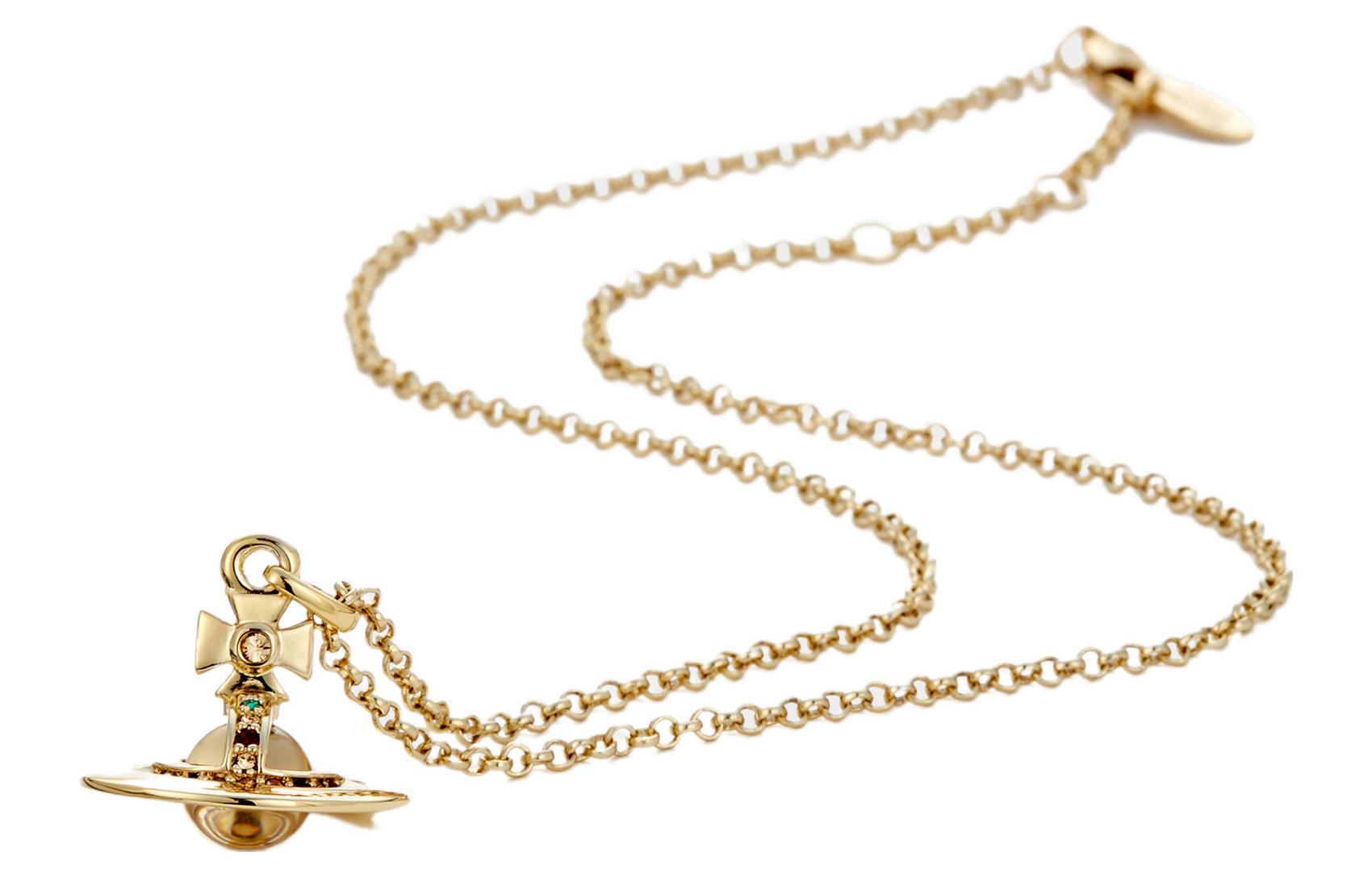 (Women) Vivienne Westwood Tiny Orb Medium 3D Saturn Pendant Gold Metal Necklace Women 63020097R001 圖 3