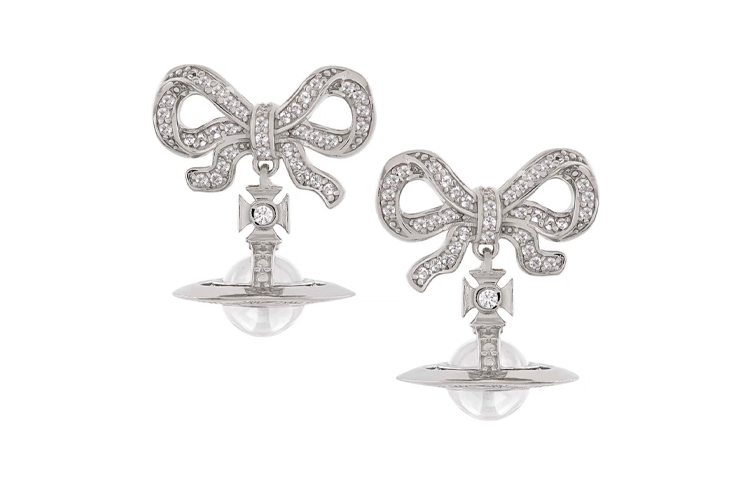 (Women) Vivienne Westwood Transparent Bow Earrings Silver (). 6202014H01P3467727194