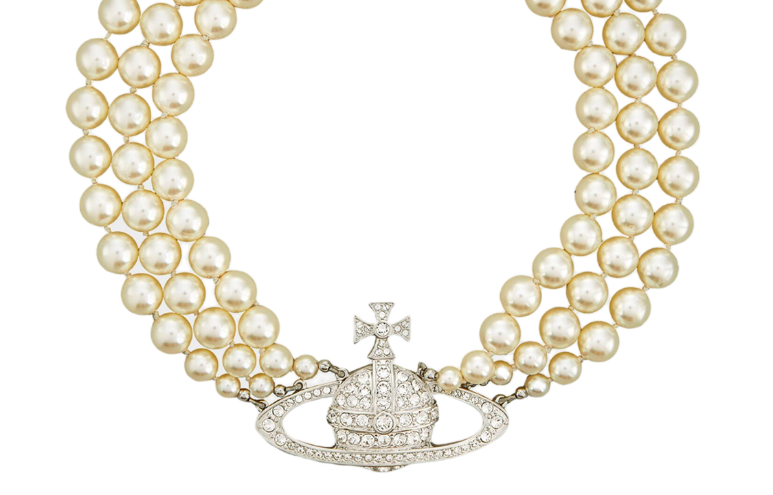 (Women) Vivienne Westwood Triple Row Embossed Brass Necklace Silver Women. 6303000702P127P127 圖 2