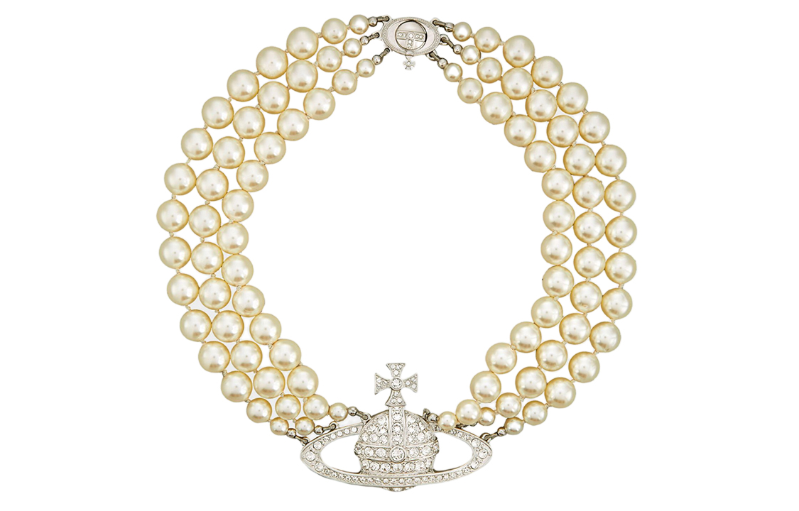 (Women) Vivienne Westwood Triple Row Embossed Brass Necklace Silver Women. 6303000702P127P127 圖 3