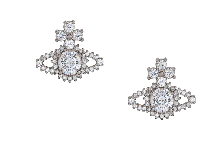 (Women) Vivienne Westwood Valentina Saturn Shiny Brass Earrings  Silver. 6201010102P102P102