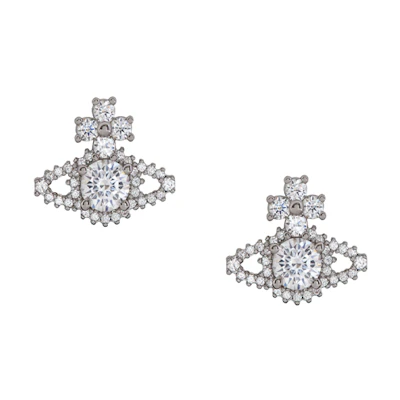 (Women) Vivienne Westwood Valentina Saturn Shiny Brass Earrings Silver. 6201010102P102P102