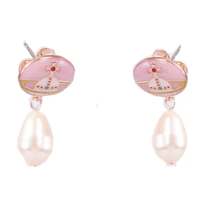 (Women) Vivienne Westwood Vintage Butterfly Clasp Earrings Rose Gold/Pink for Women. 62020143-02Gpinkyellow