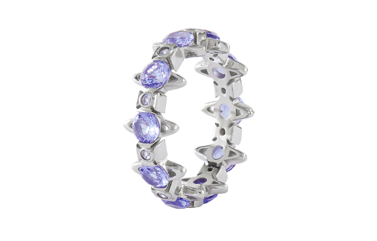 Order (W) 비비안 웨스트우드 워릭 오브 인레이 재활용 실버 반지 퍼플 6404016901P250P250