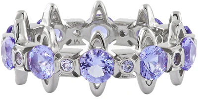Shop (Women) Vivienne Westwood Warwick Orb Inlay Recycled Silver Ring Purple 6404016901P250P250