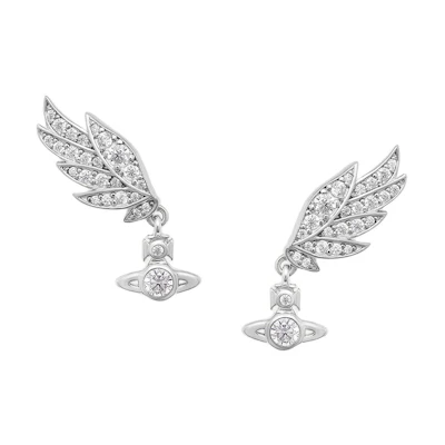 (Women) Vivienne Westwood Wing Design Recycled Silver Earrings Women - Silver 6201034L-01P102-SM