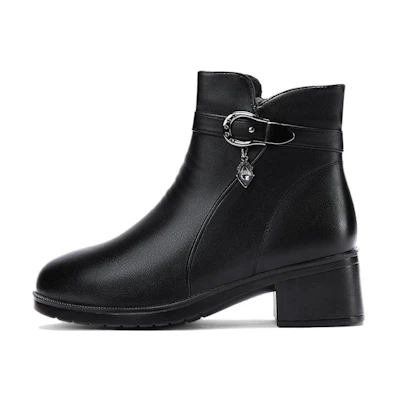 (W) Warrior 'Black Fleece-Lined Waterproof Mid-Top with Side Zipper'