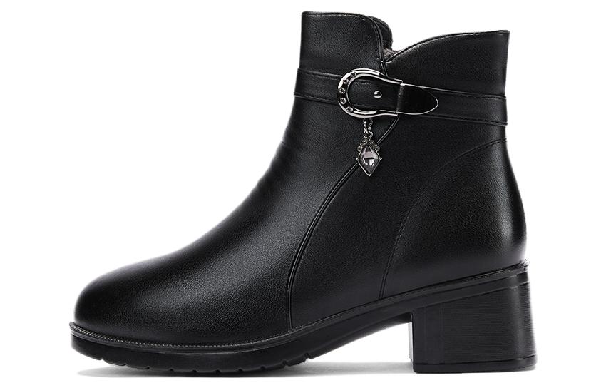(Women) Warrior 'Black Fleece-Lined Waterproof Mid-Top with Side Zipper' WBN(JS)1268R012