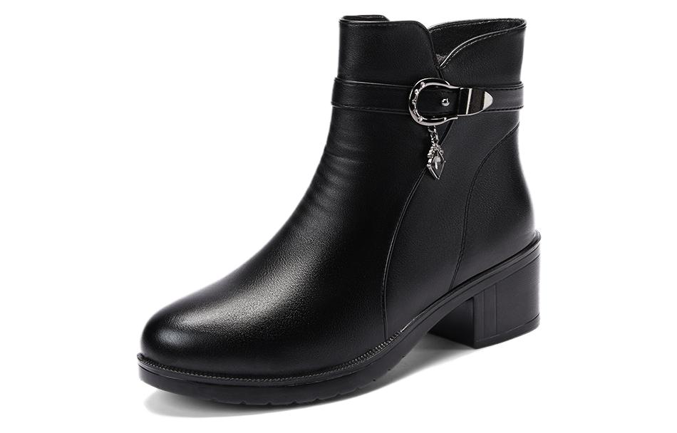 Order (Women) Warrior 'Black Fleece-Lined Waterproof Mid-Top with Side Zipper' WBN(JS)1268R012