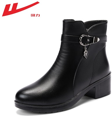(Women) Warrior 'Black Fleece-Lined Waterproof Mid-Top with Side Zipper' WBN(JS)1268R012 Details for (Women) Warrior 'Black Fleece-Lined Waterproof Mid-Top with Side Zipper' WBN(JS)1268R012