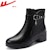 (W) Warrior 'Mid-Top Hitam Berbulu, Kalis Air dengan Zip Sisi' WBN(JS)1268R012