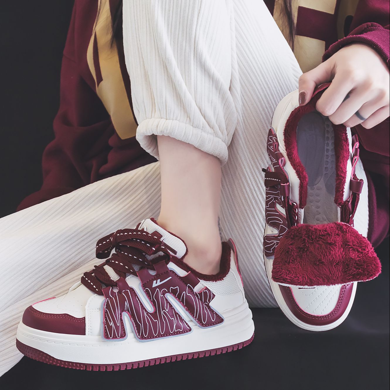 (W) Warrior 'Hui Chao Plus Velvet Warm Height-Increasing Low-Top Casual' 圖 30