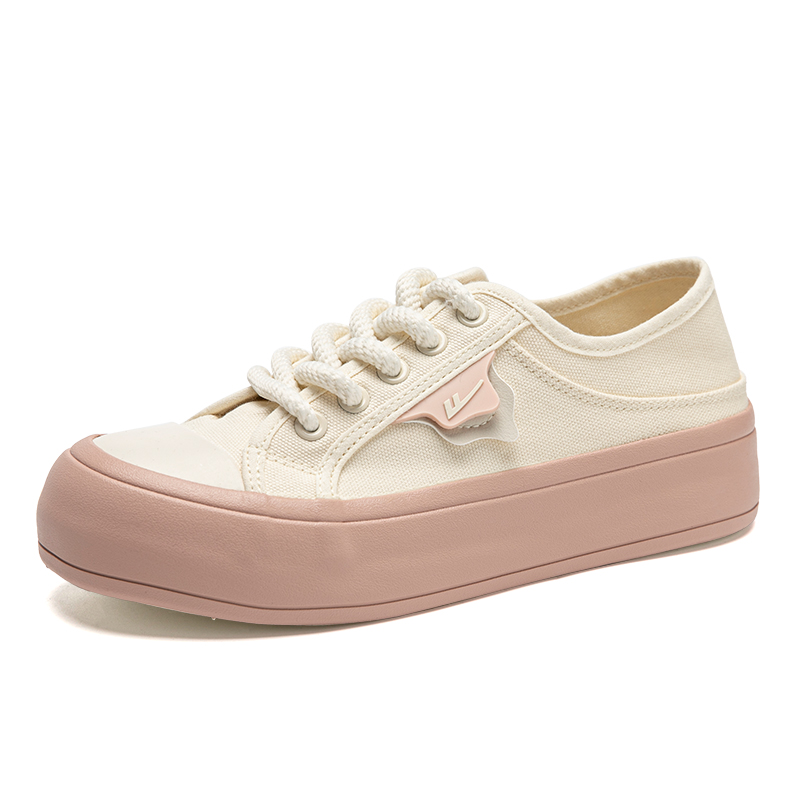 Lookbook 回力戰士 復古增高款 全配適舒適 耐磨 低筒 帆布鞋 女款 米粉色