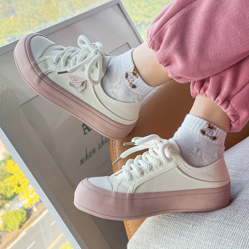 Sizing 回力戰士 復古增高款 全配適舒適 耐磨 低筒 帆布鞋 女款 米粉色