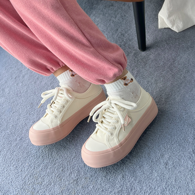 Cheap 回力戰士 復古增高款 全配適舒適 耐磨 低筒 帆布鞋 女款 米粉色