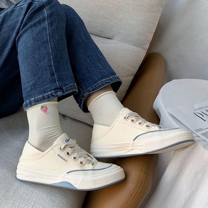 (W) Warrior Canvas Low 'Beige Dark Blue' 圖 7