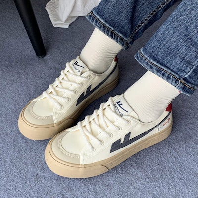 (W) Warrior Canvas Low ''Beige Blu Scuro'' WXY-D581MJ02 3