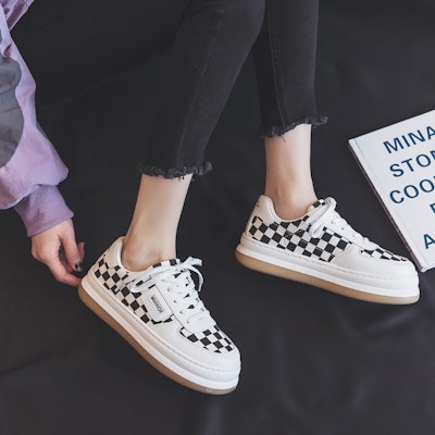 (Women) Warrior Canvas Low 'Checkerboard Black and White' WXY(S)-0032M02 Cheap (Women) Warrior Canvas Low 'Checkerboard Black and White' WXY(S)-0032M02