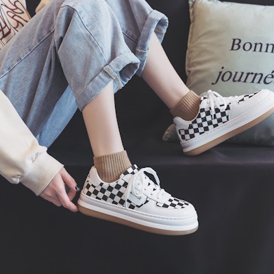 (Women) Warrior Canvas Low 'Checkerboard Black and White' WXY(S)-0032M02 2