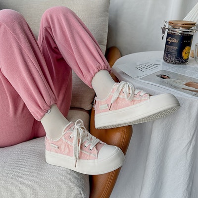 (Women) Warrior Canvas Low 'Pink Patchwork' WXY-F069MJ02 Cheap (Women) Warrior Canvas Low 'Pink Patchwork' WXY-F069MJ02