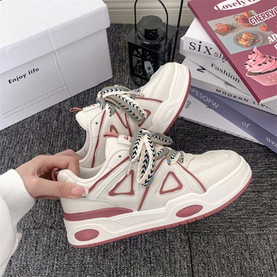 回力勇士 面包鞋 港風復古百搭 厚底 防滑耐磨 低筒 板鞋 女款 米鐵鏽紅 5