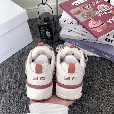 回力勇士 面包鞋 港風復古百搭 厚底 防滑耐磨 低筒 板鞋 女款 米鐵鏽紅 6