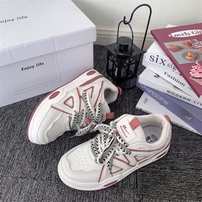 回力勇士 面包鞋 港風復古百搭 厚底 防滑耐磨 低筒 板鞋 女款 米鐵鏽紅 2