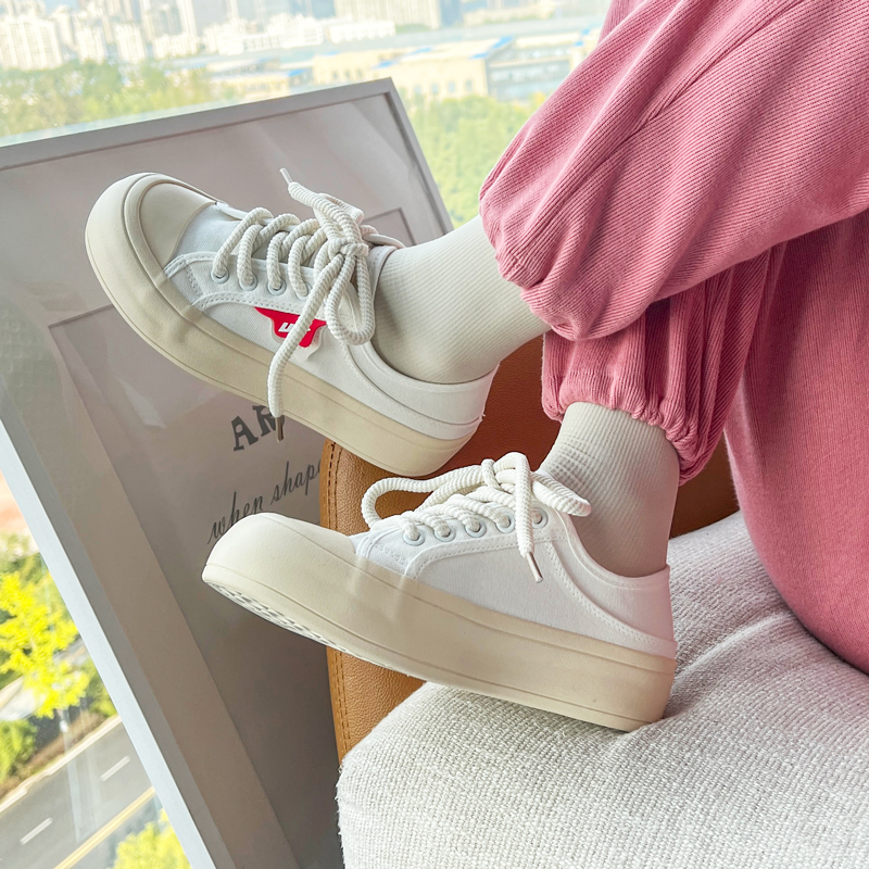 Cheap (W) Warrior Canvas Low 'Suela Gruesa Retro Blanca' WXY-E877MJ01