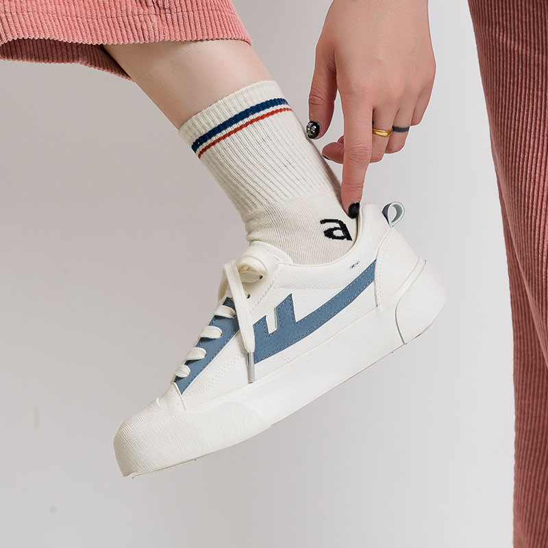 (W) Warrior Canvas Low 'White Grey Blue' 圖 6