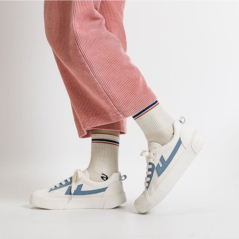 (W) Warrior Canvas Low 'White Grey Blue' 圖 8