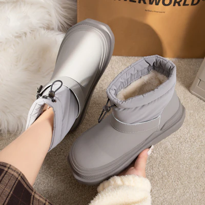 (W) Warrior 高帮‘灰色加绒雪地靴’ WBN(JS)-102703 Details for (W) Warrior 高帮‘灰色加绒雪地靴’ WBN(JS)-102703