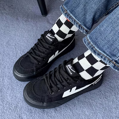 (W) Warrior Low-Top Lona 'Comfort Plus Negro y Blanco' WBX-221MJ03 2