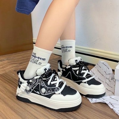 (W) Zapatillas Warrior Low-Top 'Suela Gruesa Algodón Caliente' WBX-322M 38