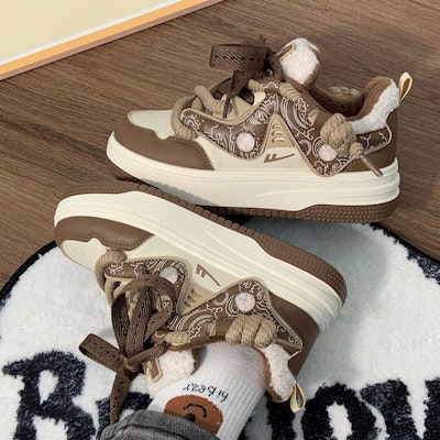 (W) Zapatillas Warrior Low-Top 'Suela Gruesa Algodón Caliente' WBX-322M 2