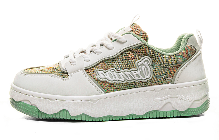 (Women) Warrior Low-Top White Green Skate Shoes - Breathable & Durable Casual Sneakers WXY(S)-3100N White Green