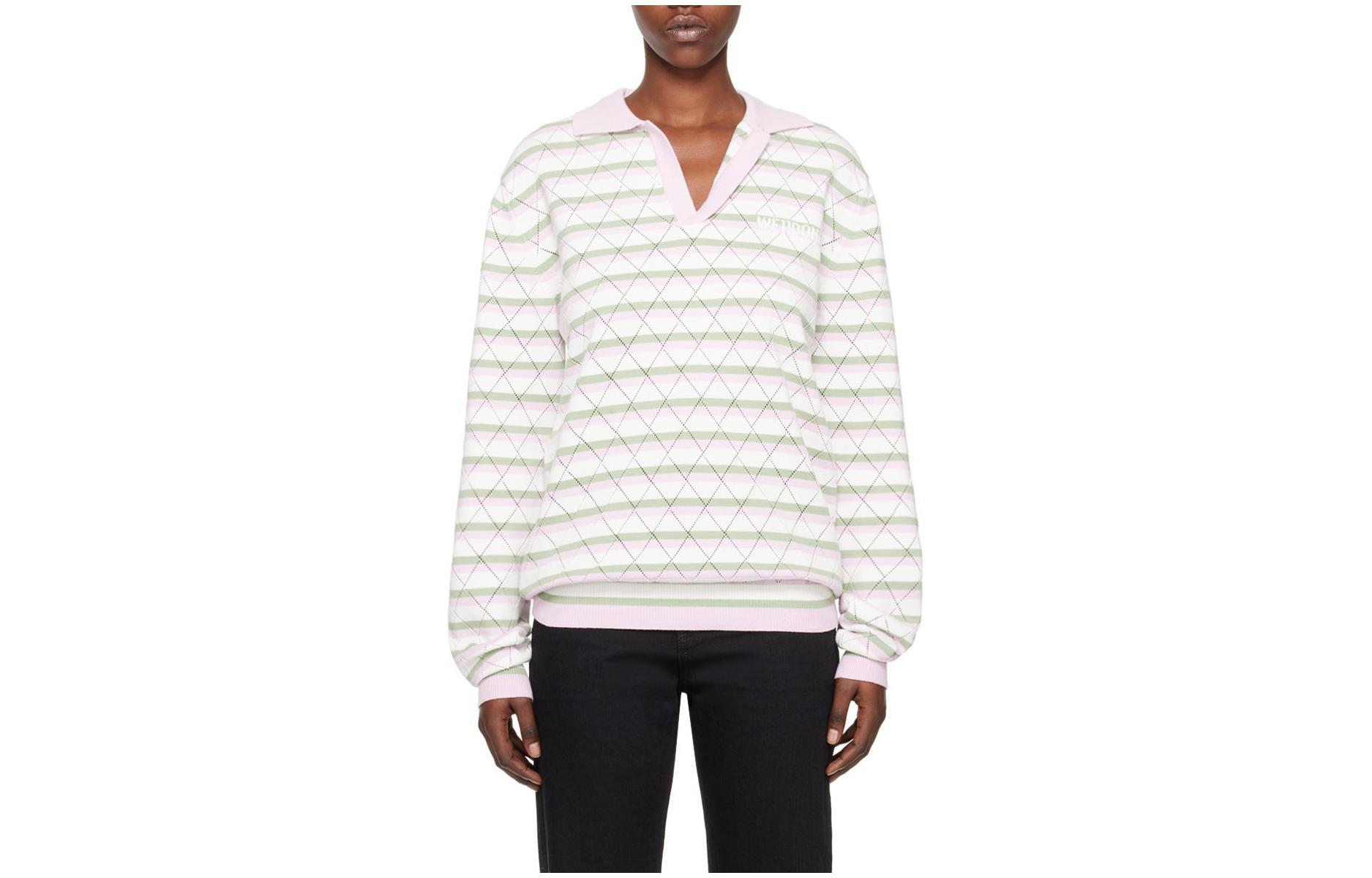 (Women) WE11DONE  Argyle Long Sleeve Polo Shirt Light Pink WD-KT0-24-639-U-LP 圖 2